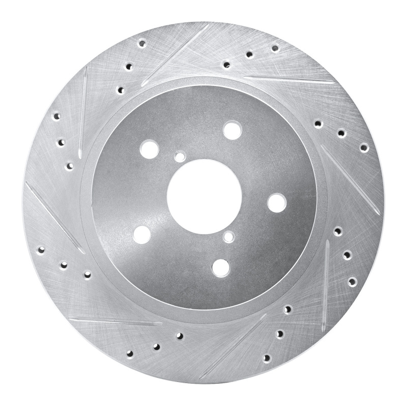 Subaru Outback Brake Rotor (1) - Rear Left - R1 Concepts - Drilled & Slotted - Silver - `15-`25